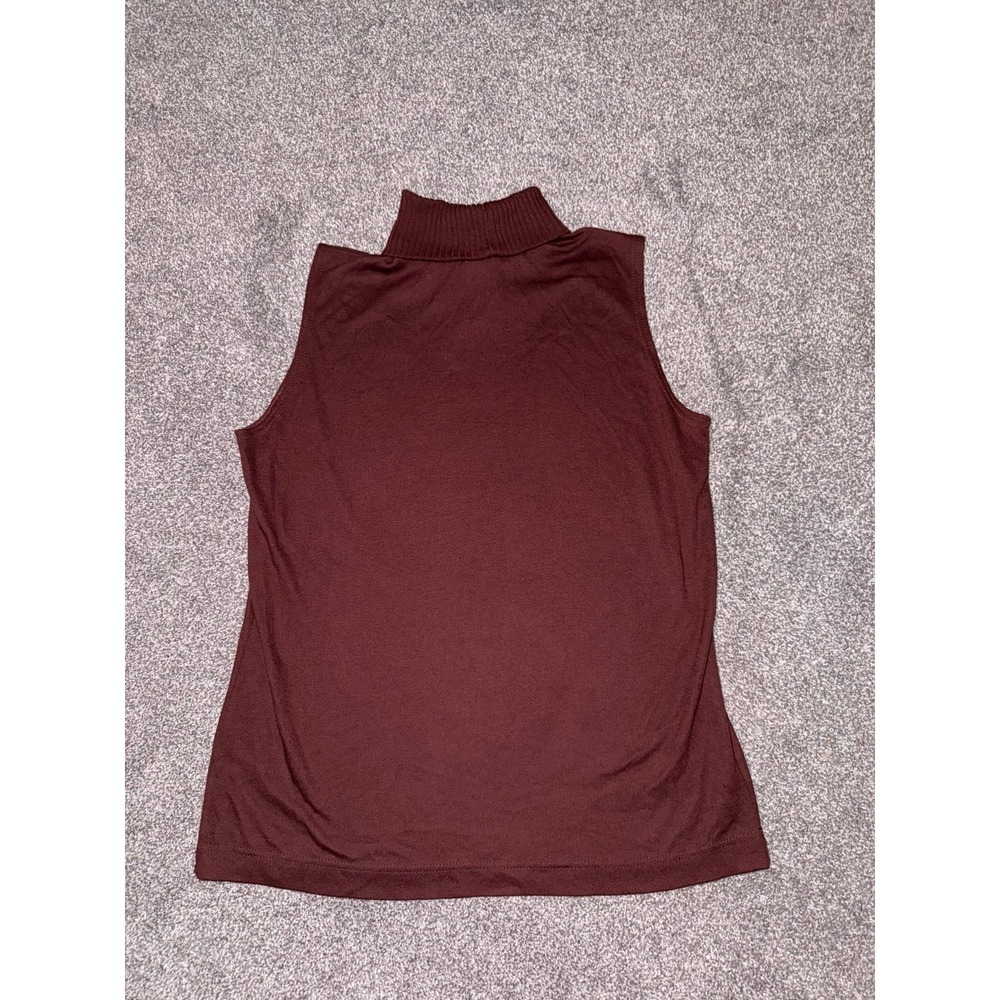 Women's Brown Ribbed Turtleneck Sleeveless Tank Top Stretchy Size Medium